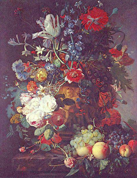 Jan van Huijsum Blumen und Fruchte oil painting image